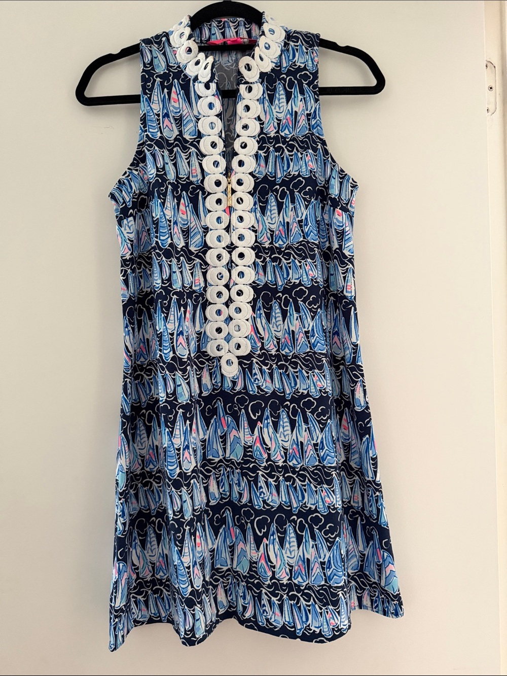 Lilly Pulitzer Navy Blue & pink Shift Dress sailboat print